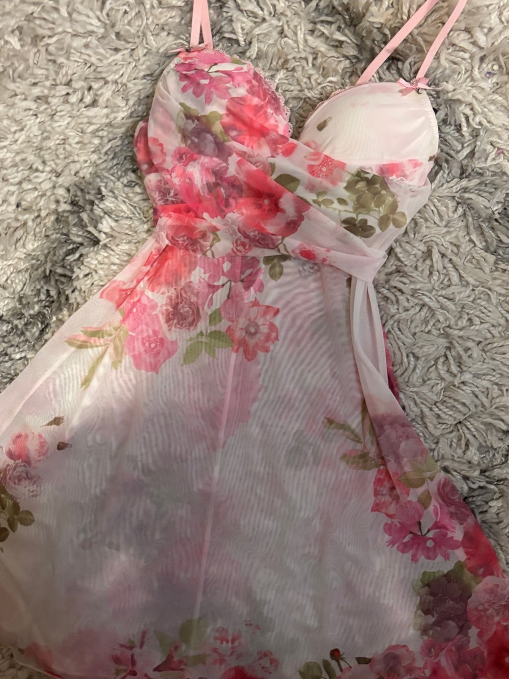 Floral lace sheer fairy baby doll dress - Picture 2 of 6